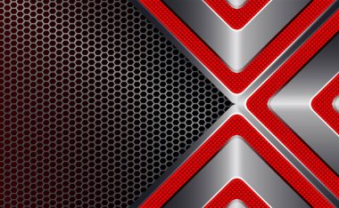 Metal ızgara ve Kırmızı oklar ile geometrik arka plan.