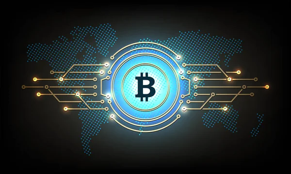 Siluet üzerinden bileşimi soyut işareti bitcoin.