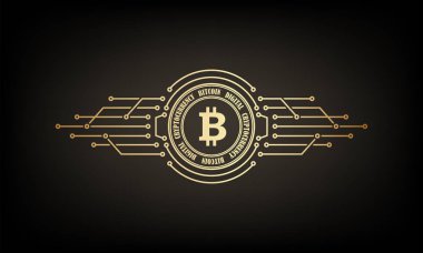 Soyut işareti bitcoin silueti.