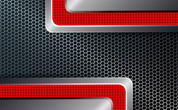 Geometrik tasarım metal ızgara ve kırmızı köşe.