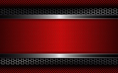 Geometrik tasarım metal ızgara ve kırmızı kabartma çerçeve.