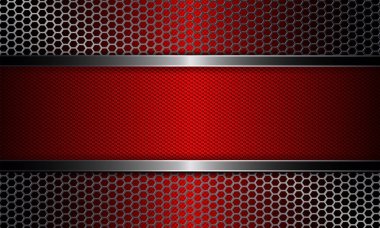 Metal ızgara ve kenar ile kırmızı çerçeve ile geometrik tasarım.