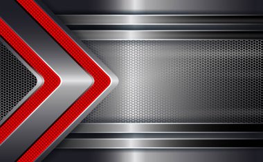 Bir çerçeve, metalik bir gölge ve Kırmızı oklar ile geometrik arka plan.