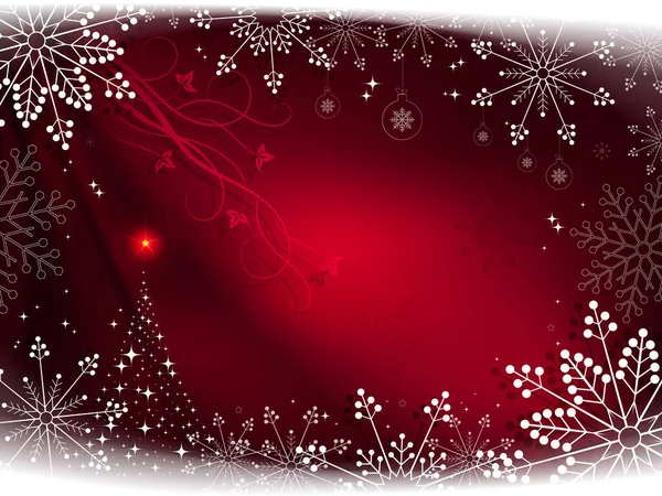 Composition rouge de Noël avec délicieux flocons de neige blancs — Image vectorielle