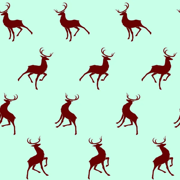 Fond sans couture de Noël avec un ensemble de cerfs rouges — Image vectorielle