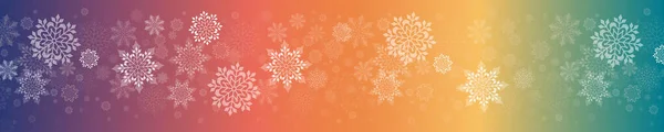 Composición multicolor de Navidad con un conjunto de hermosos copos de nieve blancos — Vector de stock