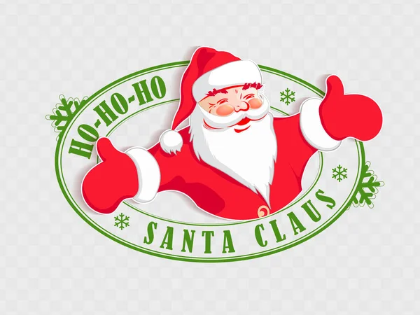 Natale ovale timbro verde con silhouette rossa di Babbo Natale, elemento di design — Vettoriale Stock