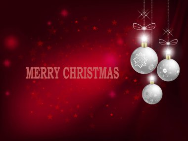 Noel kırmızı kompozisyonu, kolyelerde beyaz toplar