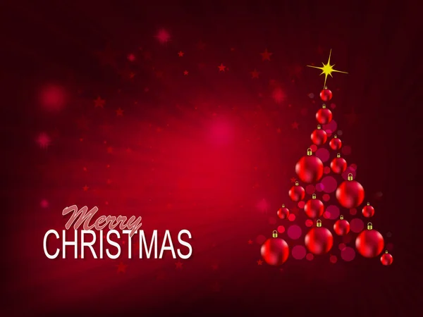 Κόκκινο σχέδιο με αφηρημένο χριστουγεννιάτικο δέντρο με χριστουγεννιάτικα παιχνίδια — Διανυσματικό Αρχείο