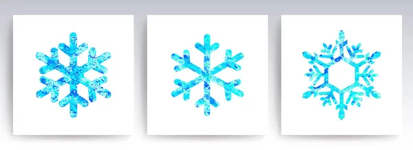 Рождественское украшение отличные текстурированные снежинки голубого оттенка, набор — стоковый вектор