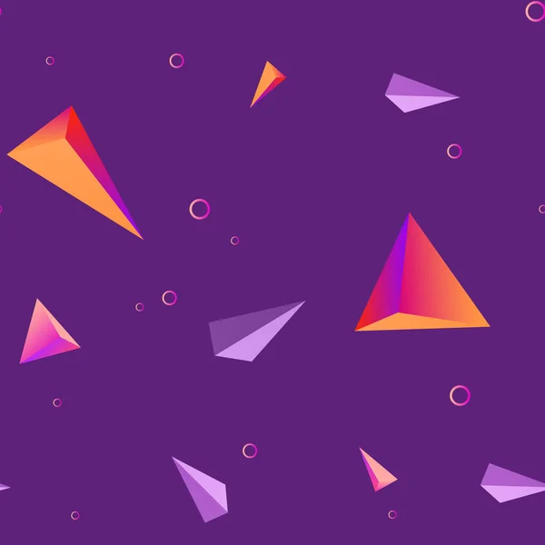 Abstrakte nahtlose lila geometrische Gestaltung mit Dreiecken und Kreisen — Stockvektor