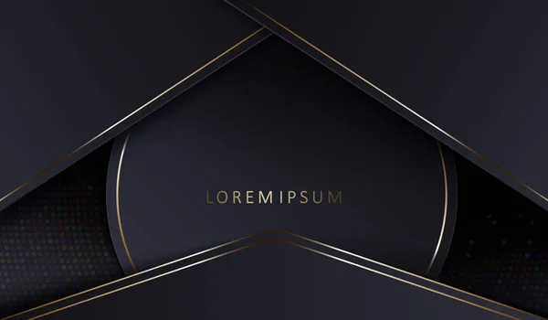 Composição escura geométrica textural abstrata com uma armação redonda com um anel de ouro e uma silhueta de seta —  Vetores de Stock