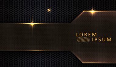 Koyu sarı desenli ve parıltılı soyut geometrik arkaplan