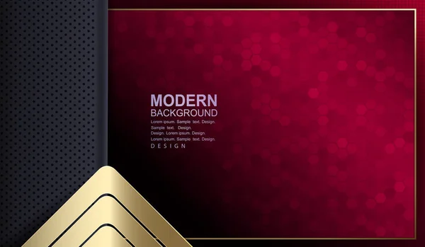 Textúra piros háttér mozaik, szürke keret és egy arany színű nyíl — Stock Vector