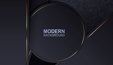 Dark gray design with a round frame with a thin border of gold color