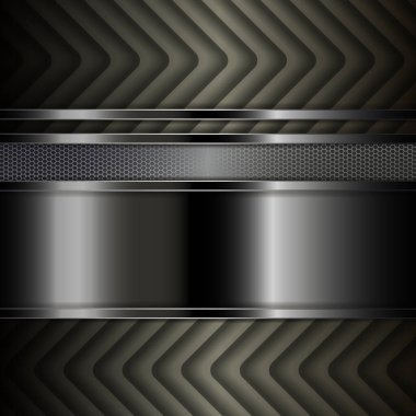 Parlak kenarı, ızgarası ve desenli okları olan koyu renk bir tasarım.