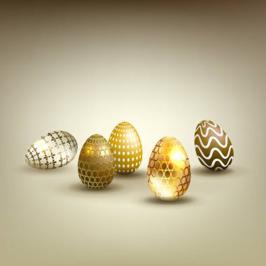 Güzel paskalya yumurtaları ve tasarım elementleriyle açık bej kompozisyonu