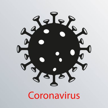 Siyah koronavirüs ikonu. Asya gribi amblemi. Tasarım ögesi
