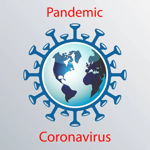 Blauw coronavirus icoon met wereldbol. Aziatisch griepembleem. Ontwerp-element — Stockvector