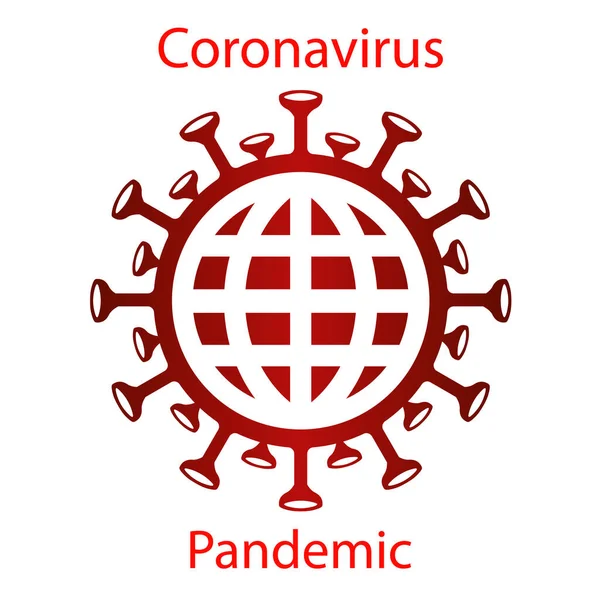 Icono de coronavirus rojo con una silueta de globo. emblema de la gripe asiática. Elemento de diseño — Archivo Imágenes Vectoriales