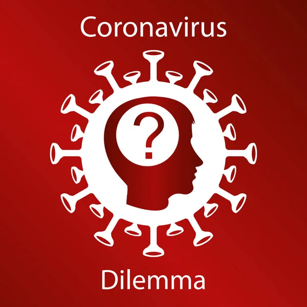 Coronavirus Υπογράψει Ένα Ανθρώπινο Κεφάλι Σιλουέτα Και Ένα Ερωτηματικό Έμβλημα — Διανυσματικό Αρχείο