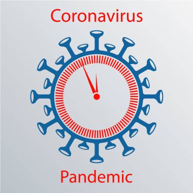 Coronavirus saat kadranıyla imzalıyor. Asya gribinin amblemi. Tasarım ögesi