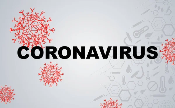 Lätt design med silhuetter av coronavirus element. Sammansättning av asiatisk influensa — Stock vektor
