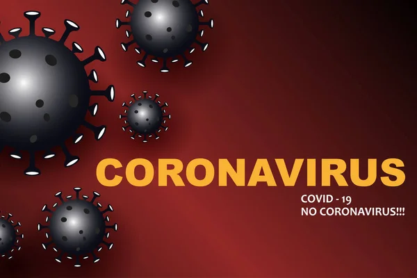 Desenho com silhuetas escuras de elementos de coronavírus, prevenção de infecções virais. Composição da gripe asiática — Vetor de Stock