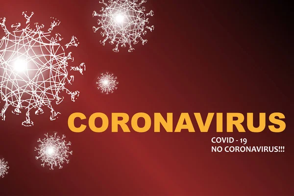 Rotes Design mit hellen Silhouetten von Elementen des Coronavirus, Prävention von Virusinfektionen. Zusammensetzung der Asiatischen Grippe — Stockvektor
