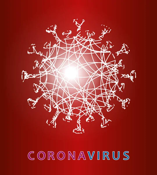 Sílhueta leve de um elemento de coronavírus, a prevenção de infecções virais. Composição da gripe asiática — Vetor de Stock