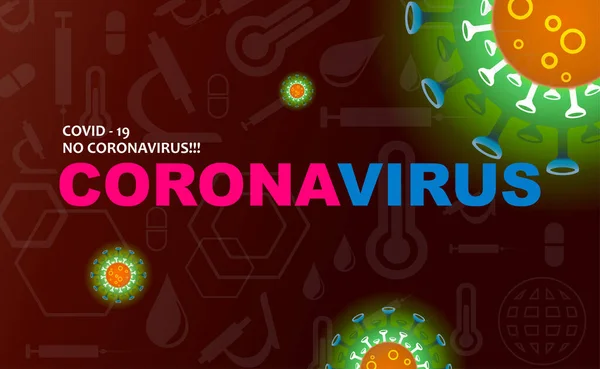 Composição escura com silhuetas de elementos de coronavírus, prevenção de infecções virais. Composição da gripe asiática — Vetor de Stock