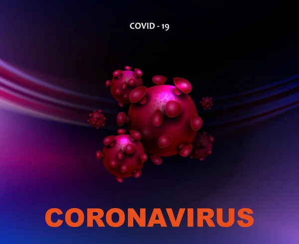 Mörkblå design med abstrakt siluett av coronavirus element. Förebyggande av virusinfektioner. Sammansättning av asiatisk influensa — Stock vektor