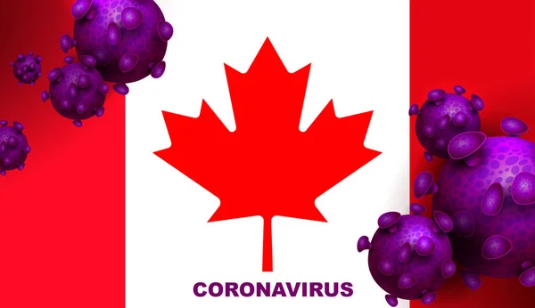 Дизайн з силуетом прапора Канади та абстрактним силуетом елемента коронавірусу.. — стоковий вектор