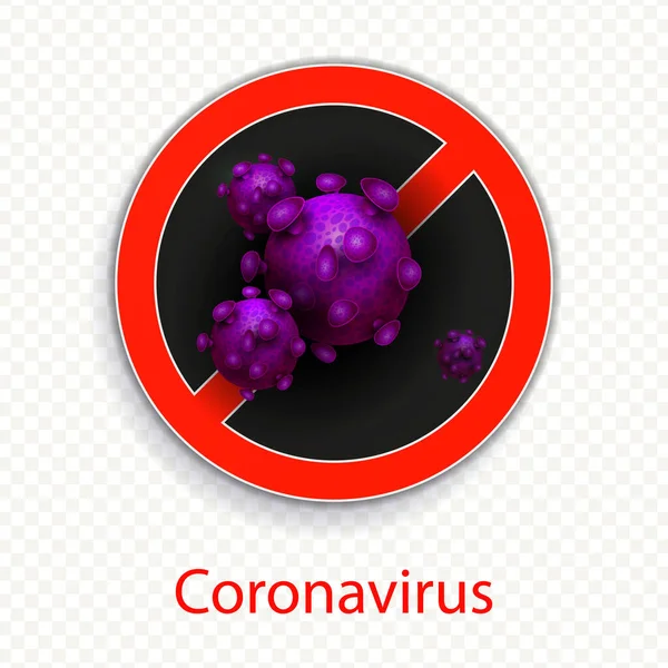 Композиція з круглим червоним знаком і абстрактним силуетом елемента коронавірусу. Знак коронавірусу COVID-2019. Елемент дизайну . — стоковий вектор