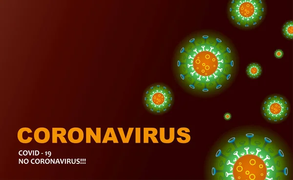 Composição escura com silhuetas verdes de elementos de coronavírus, prevenção de infecções virais. Composição da gripe asiática — Vetor de Stock