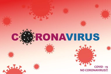 Koronavirüs elementlerinin soyut silueti ile kırmızı rengin bileşimi. Coronavirus COVID-2019 belirtileri.