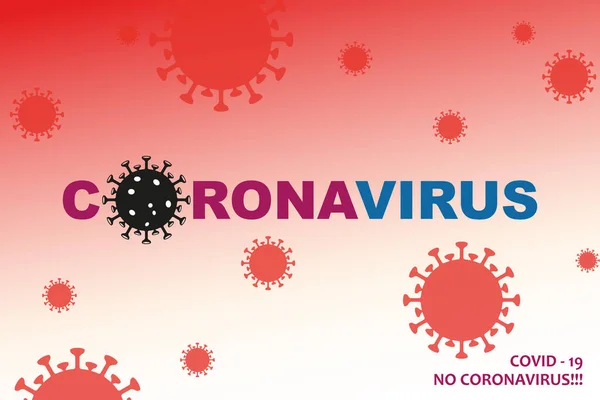 Sammansättning av röd färg med en abstrakt silhuett av coronavirus element. Tecken på coronavirus COVID-2019. — Stock vektor