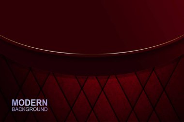 Kırmızı koyu renkte, oval perdeli, ince, parlak altın rengi bir çerçeve.