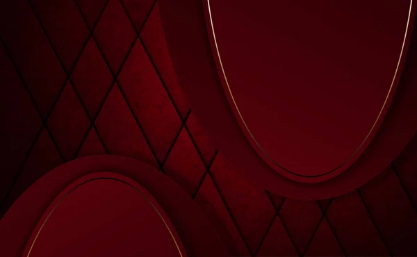 Design rosso scuro con cornici ovali con un sottile bordo lucido di una tonalità dorata — Vettoriale Stock