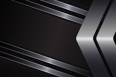 Siyah desen arkaplanı, bir eğim, iki ok ve metalik renkli hafif eğimli çizgiler