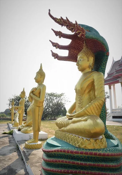Golden Buddha Several Post — Stock Photo, Image