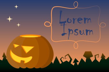 Cadılar Bayramı Balkabağı ve metin yer ile vektör çizim.