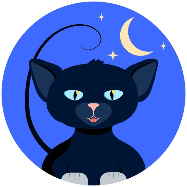 Ilustración vectorial Halloween con gato. Icono de personaje de dibujos animados de Halloween — Vector de stock