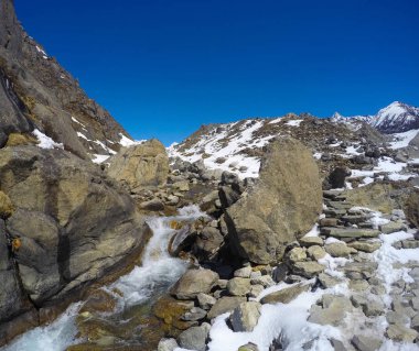 Dağ: Sagarmatha trek. Himalaya milli parkta.