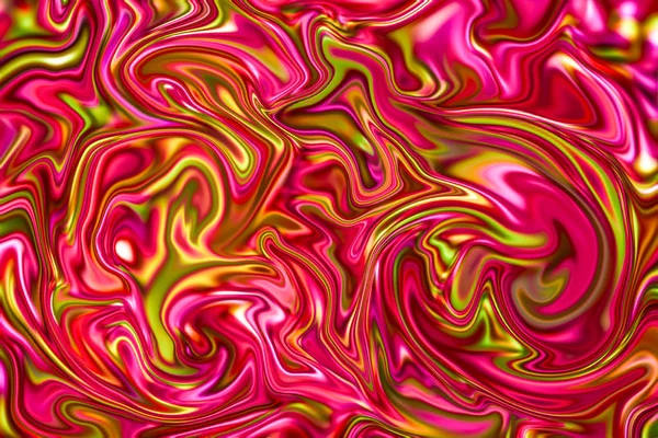 Fondo de pantalla de superficie líquida roja ilustración digital. Adorno de mármol de moda con pinturas de color rojo oscuro y amarillo . —  Fotos de Stock