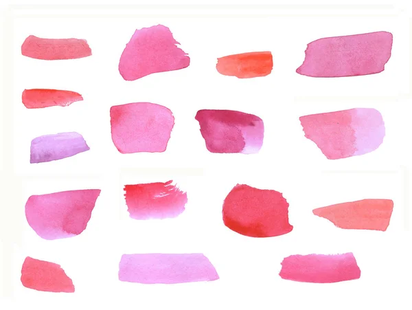 Acuarela clipart pinceladas de color rosa, pintado a mano, fondo blanco —  Fotos de Stock