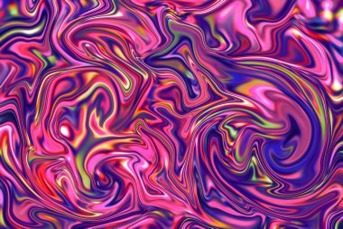 Kırmızı sıvı yüzey duvar kağıdı dijital illüstrasyon. Mor ve sarı boya ile pembe doğal süs.