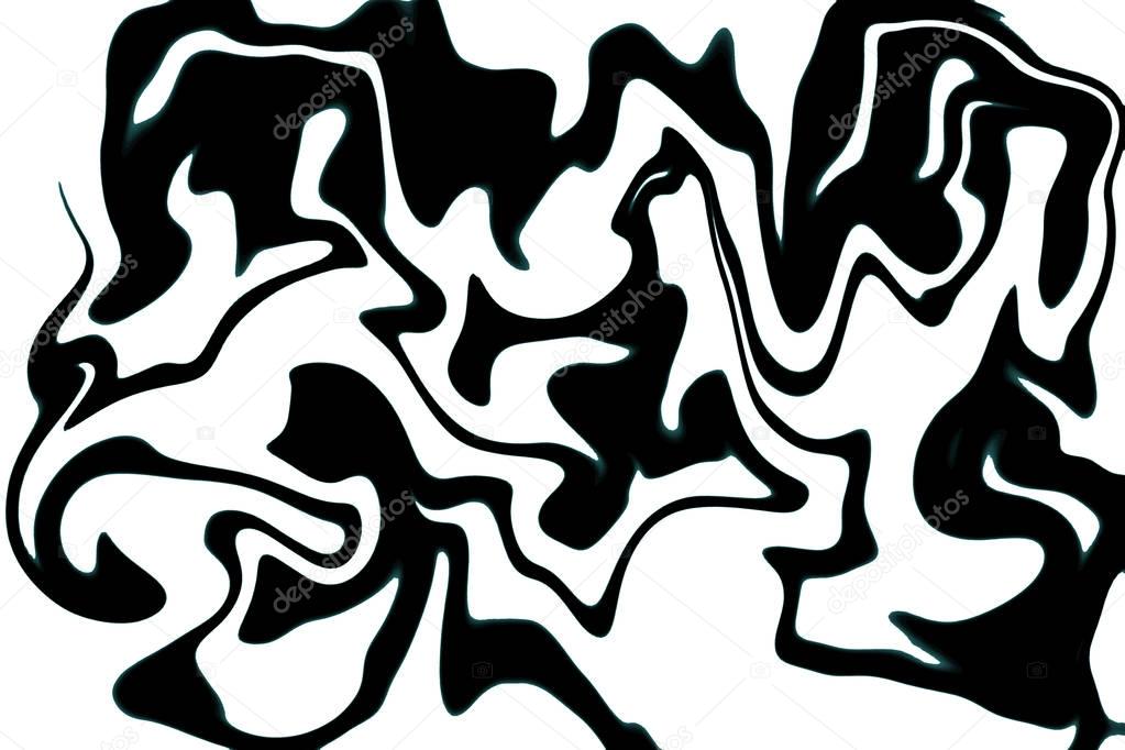 Black and white abstract marble background. Monochrome digital illustration in free hand drawing style