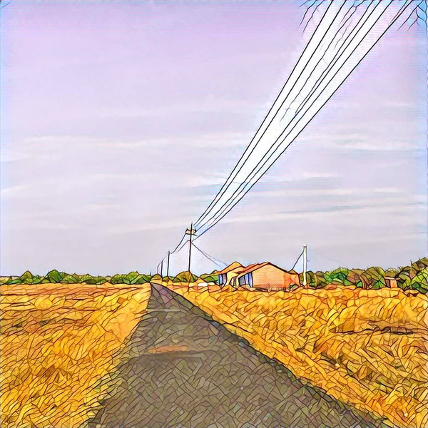 Paesaggio di campagna. Quadrato illustrazione digitale — Foto Stock