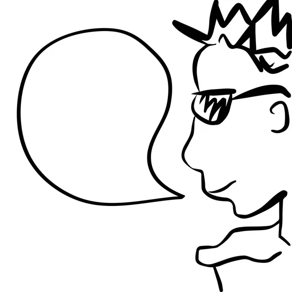 Comic style drawing of young handsome man with speech bubble.